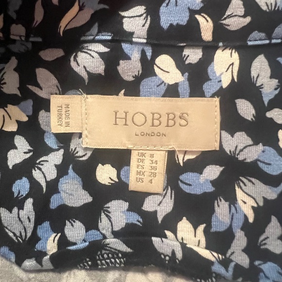 Hobbs London Nadina navy/white long sleeve petal print midi jersey dress - Picture 10 of 13